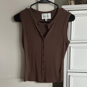 Pink Rose Chocolate Sleeveless Blouse